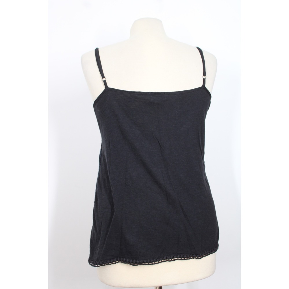 Meadow Rue Anthropologie M Black Floral Embroidered Lace Trim Tank Top - Picture 4 of 9
